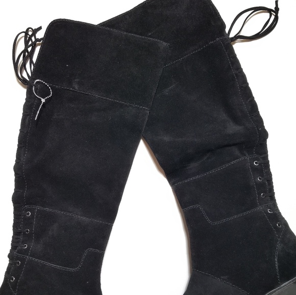 NEW Nine West Mavira Suede Lace Up Over Knee Boots - Picture 3 of 8